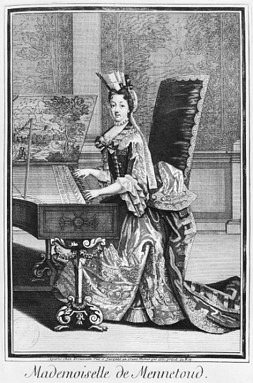 Mademoiselle de Mennetoud playing the harpsichord od Nicolas Bonnart