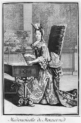Mademoiselle de Mennetoud playing the harpsichord