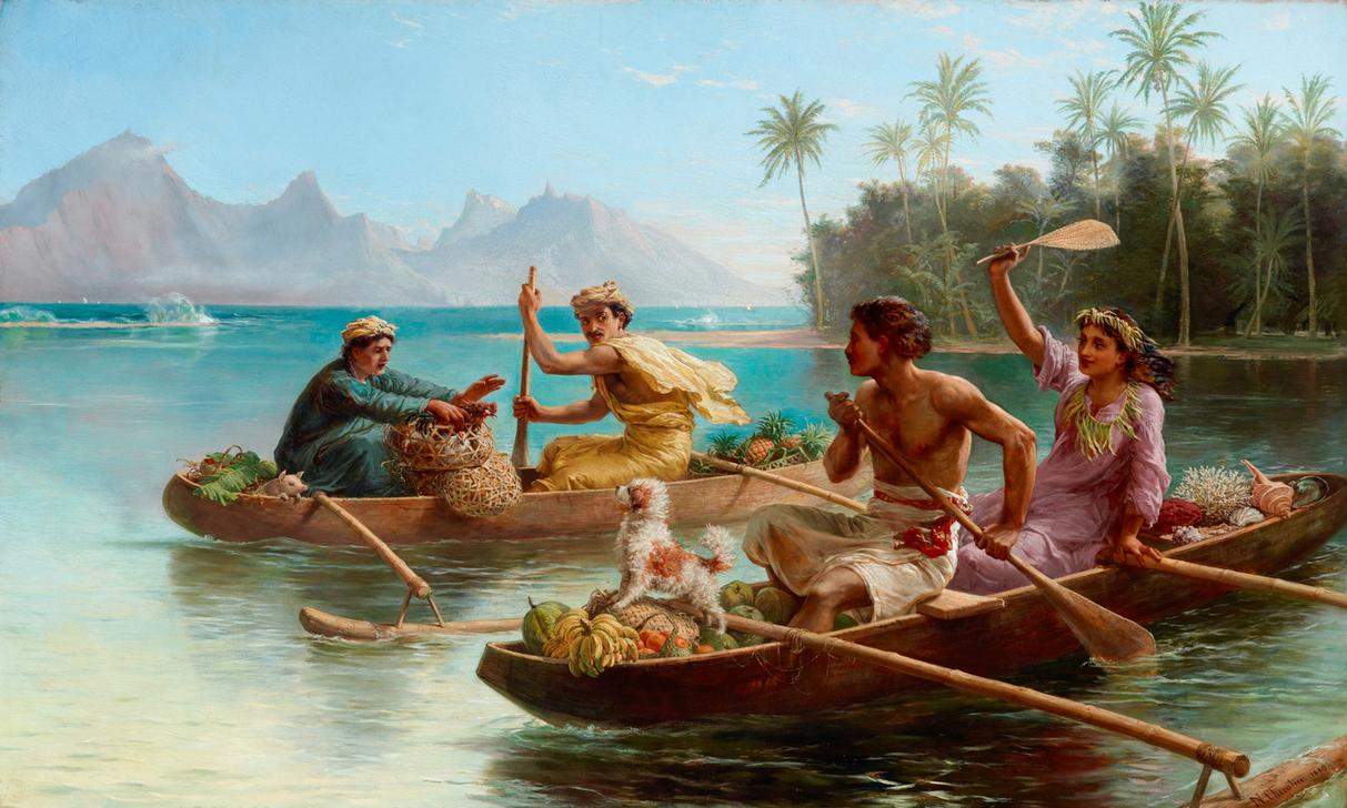 Race to the market, Tahiti (Wettfahrt zum Markt, Tahiti) od Nicolas Chevalier