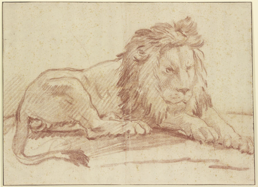 Ein liegender Löwe nach rechts od Nicolas Guibal
