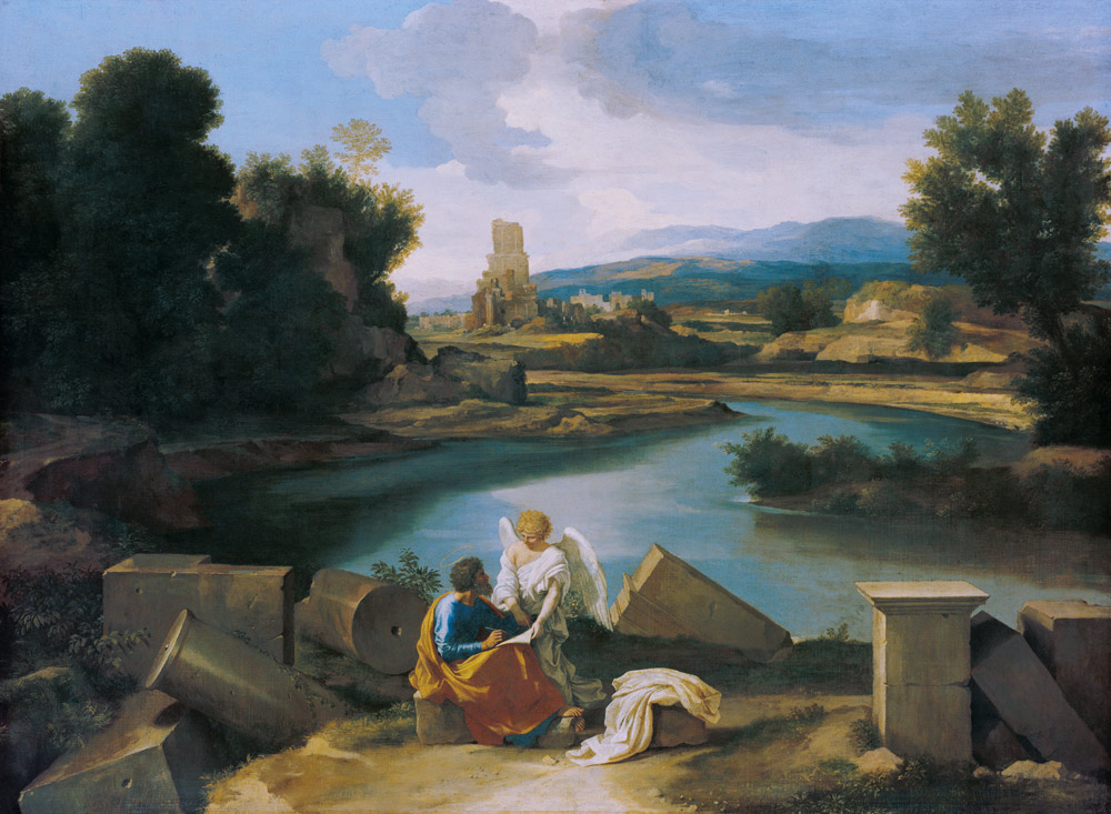 Landscape with the evangelist Matthäus od Nicolas Poussin