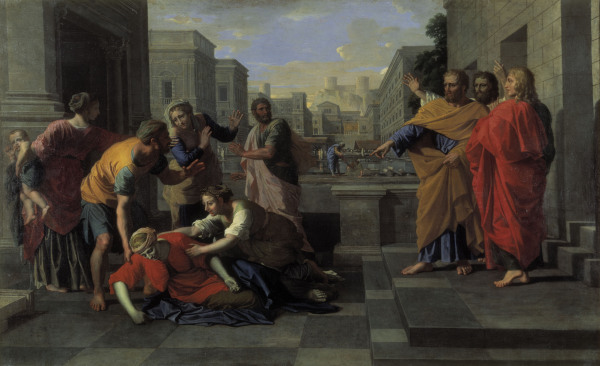 Death of Sapphira / Poussin / c.1654/56 od Nicolas Poussin