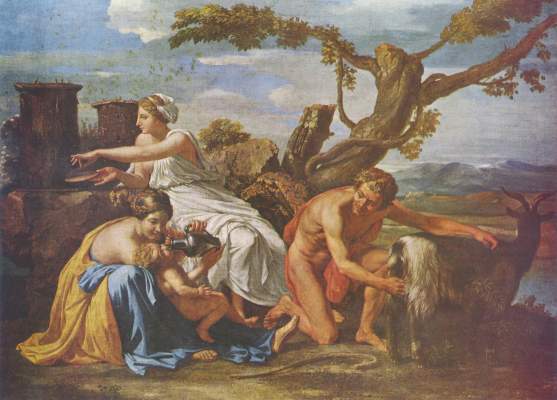 Jupiter as a child nursed by the goat Amalthea od Nicolas Poussin