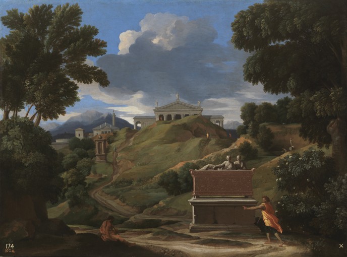 Landscape with Antique Tomb and Two Figures od Nicolas Poussin