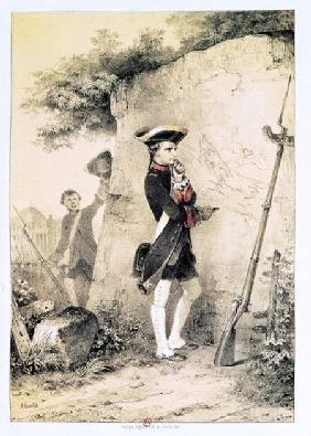 Napoleon I (1769-1821) at Military School in 1783, illustration from 'L'Empereur et la Garde Imperia