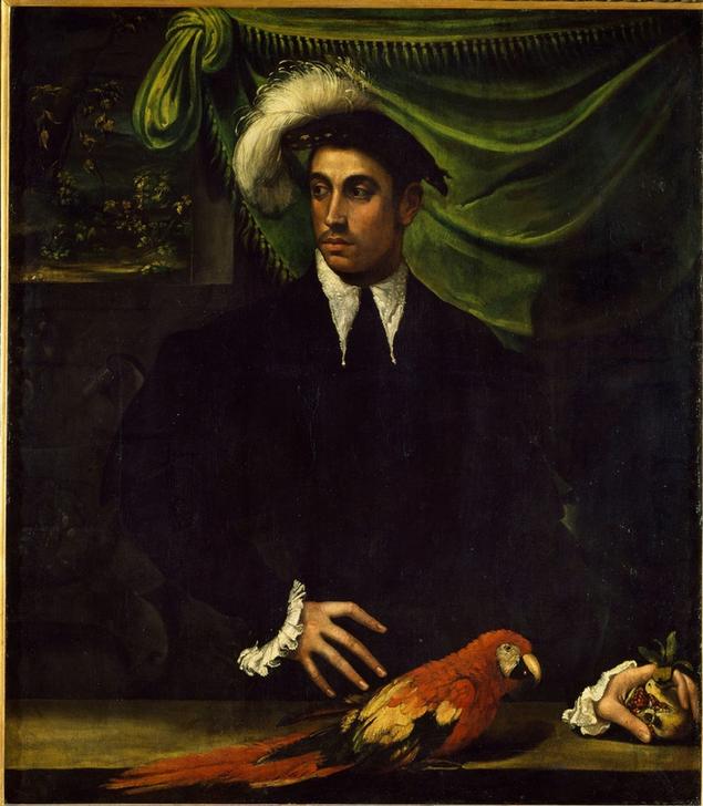 Man with parrot od Nicolo dell' Abate