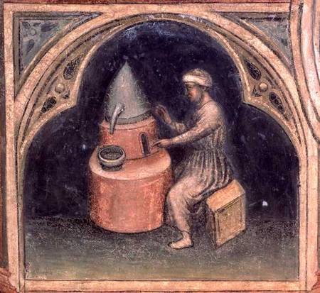 The Alchemist, from 'The Working World' cycle after Giotto od Nicolo & Stefano da Ferrara Miretto