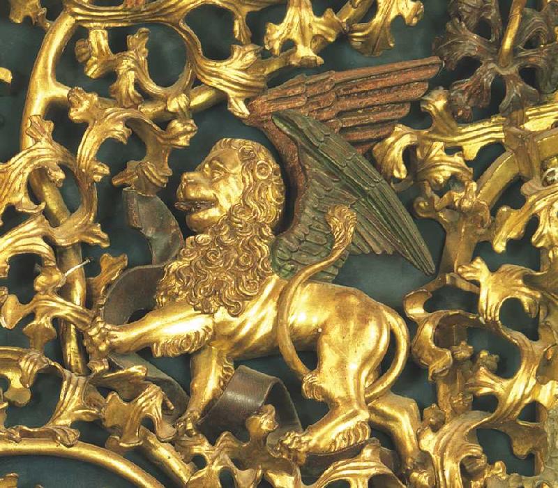 Isenheimer Altar, Detail: Löwe, Evangelistensymbol des Markus. od Niklaus von Hagenau