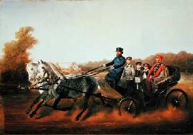 Tsar Alexander II (1818-81) Driving with his Sons in Zarskoje Selo