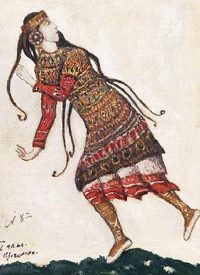 Ultrafashionable lady. Costume design for the ballet The Rite of Spring (Le Sacre du Printemps) by I