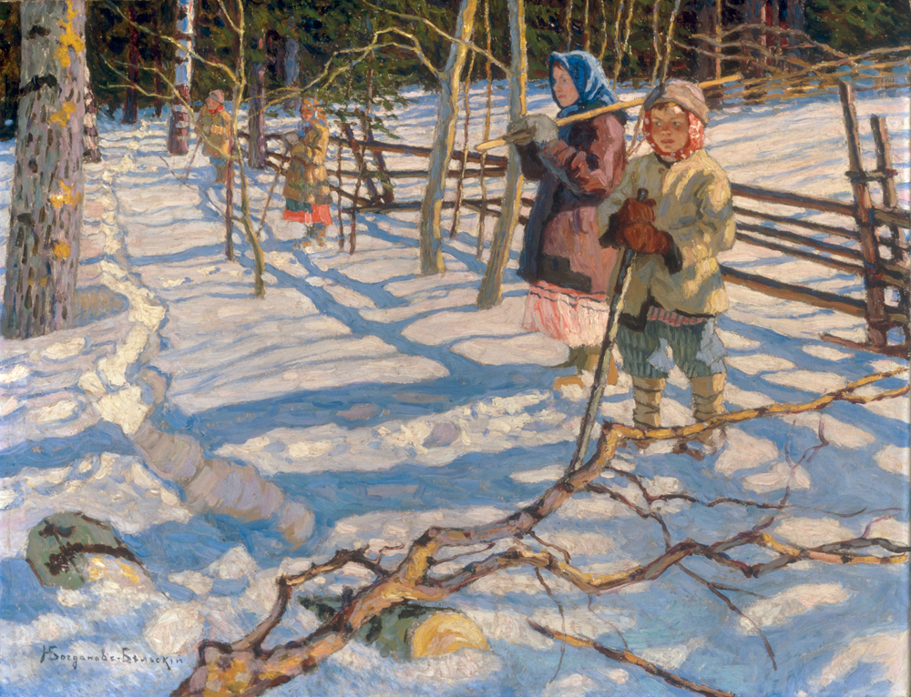 Children in the Snow od Nikolai P. Bogdanow-Bjelski