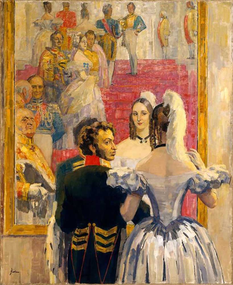 The poet Alexander Pushkin with his wife in Anich od Nikolai Pavlovich Ulyanov