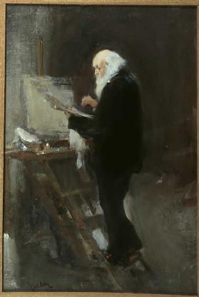 The painter Nikolai Gay at work