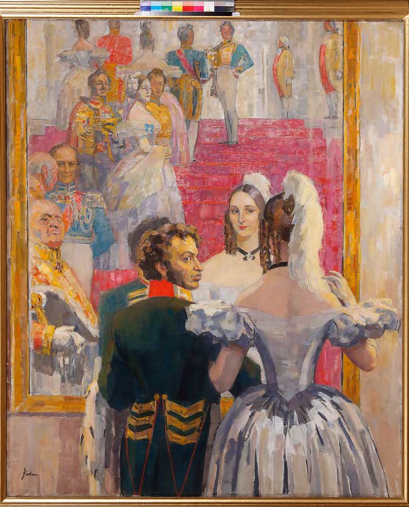 Poet Alexander Pushkin with his wife in the Imperial Anichkov Palace od Nikolai Pavlovich Ulyanov