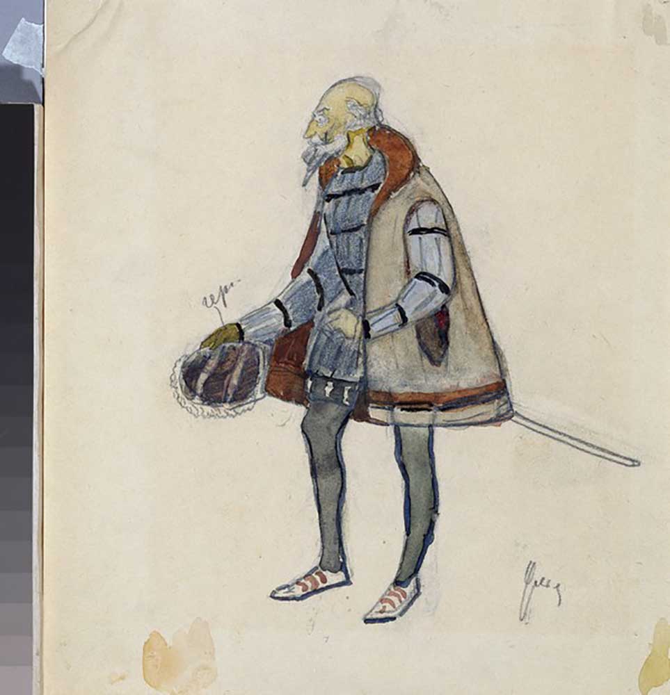 Costume design for the theatre play The Miserly Knight by A. Pushkin od Nikolai Pavlovich Ulyanov