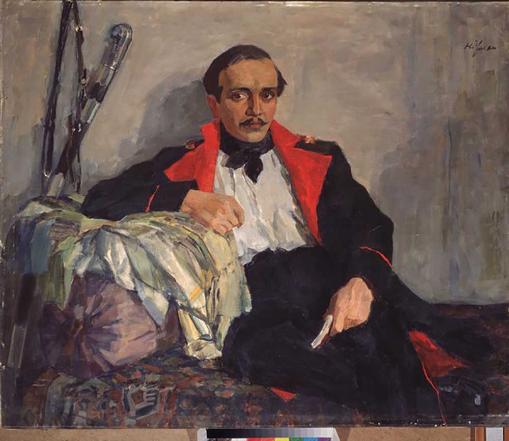 Portrait of the poet Mikhail Yuryevich Lermontov (1814-1841) od Nikolai Pavlovich Ulyanov