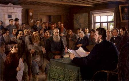 The Village Meeting od Nikolai Petrovich Bogdanov-Belsky