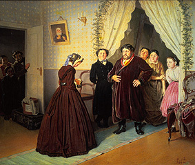 Arrival of the governess in the house of the Russian big merchant. od Nikolai Petrowitsch Petrow