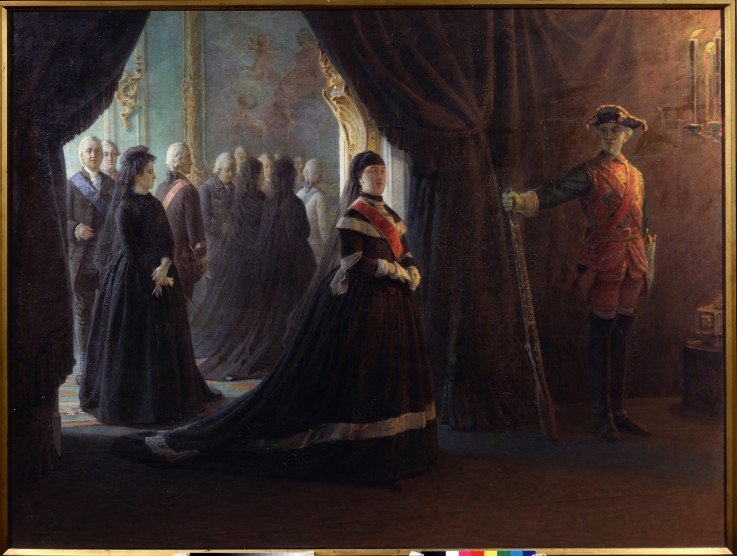 Catherine II at the Coffin of Empress Elizabeth od Nikolai Nikolajewitsch Ge