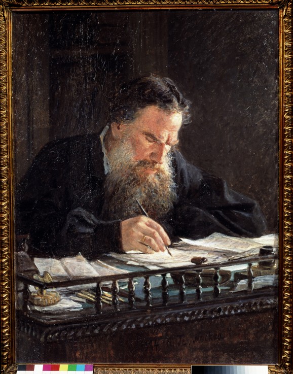 Portrait of the author Leo N. Tolstoy (1828-1910) od Nikolai Nikolajewitsch Ge