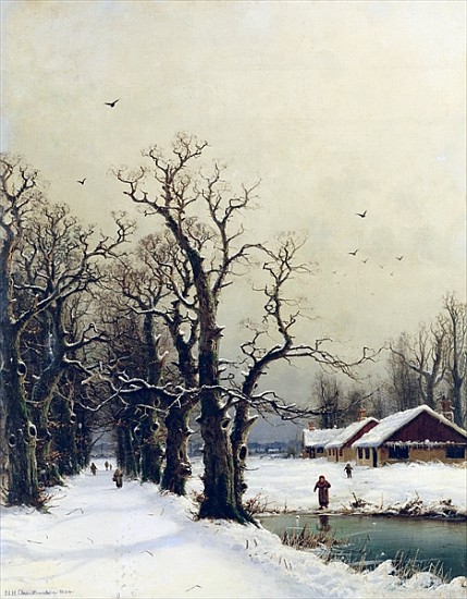 Winter scene, 19th century od Nils Hans Christiansen