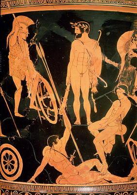 Herakles and Greek heroes, detail from an Attic red-figure calyx-krater, c.490 BC (pottery) (see als