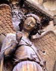 Detail of one of St. Nicaise's angels, sculpture from exterior west facade, 14th century (stone) (se