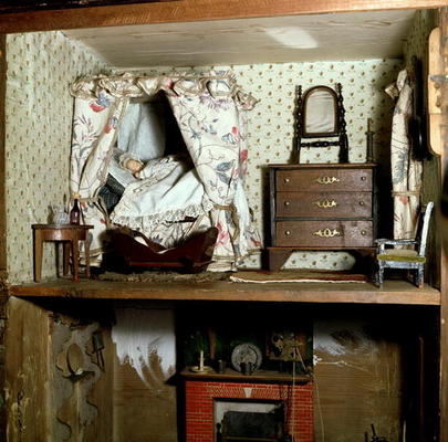 English Doll's House with original contents and wallpapers, c.1800 od 