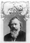 Johannes Brahms (1833-97) (b/w photo set in a decorative card surround)