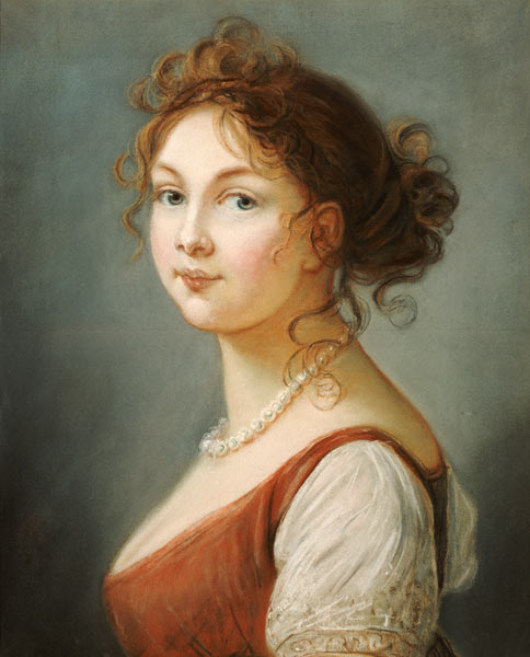 Portrait Of Louisa, Queen Of Prussia (1776-1810), Bust Length In A Terracotta Dress With White Sleev od 