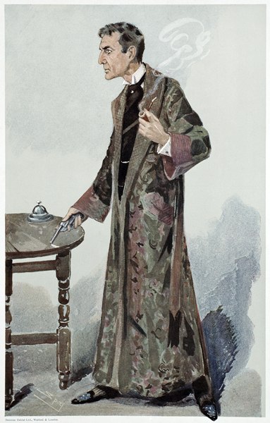 Sherlock Holmes, Cartoon from Vanity Fair of the Actor William Gillette od 