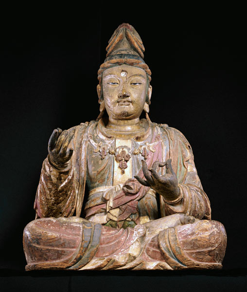 A Highly Important Polychrome Wood Figure Of Guanyin od 