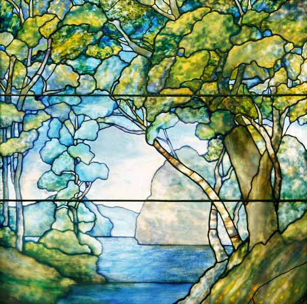 A Leaded Glass Landscape Window By Tiffany Studios, 1916 od 