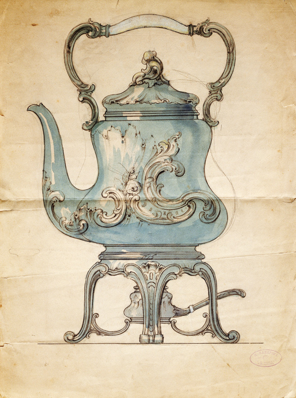 A Shaped Silver Kettle And Stand od 