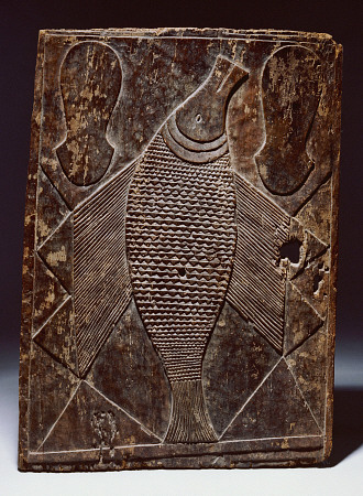 A Baule Door, Anuan,  Carved In Relief With A Fish od 