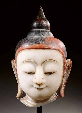 A Burmese, Shan Style, Alabaster Head Of Buddha Shakyamuni, 18th Century od 
