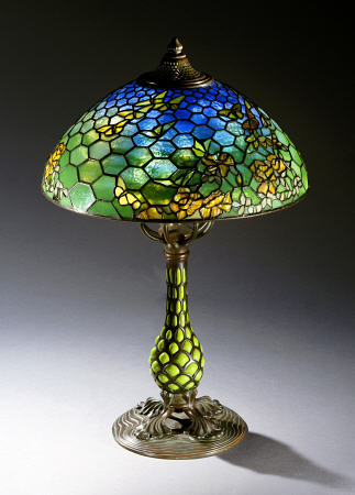 A ''Butterfly'' Leaded Glass And Bronze Table Lamp od 