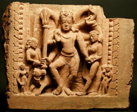 A Central Indian Mottled Red Sandstone Figure Of Siva Nataraja Dancing With The Weight On The Left L od 