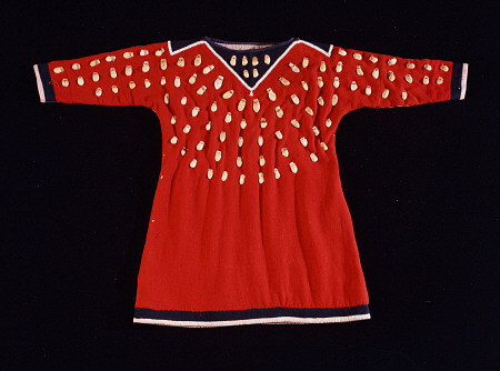 A Crow Cloth Child''s Dress In Red Wool Decorated With Elk Teeth od 