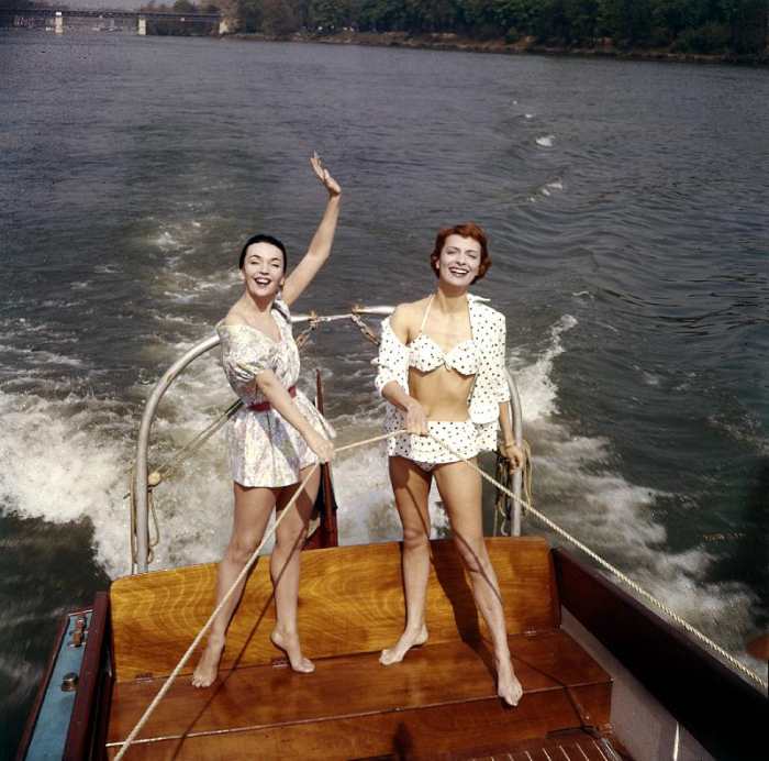 Actresses Ludmilla Tcherina and Andree Debar on A Boat od 