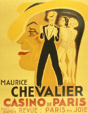 Affiche pour la revue Paris en Joie au Casino de Paris dans laquelle chante Maurice Chevalier en 193