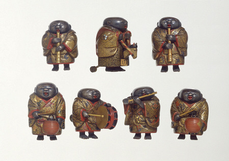 A Finely Lacquered Group Of Seven Netsuke od 