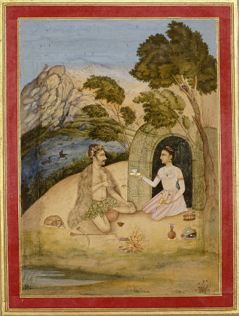 A Lady Entertaining A Bhil By Ali Quli Jubadar, Kashmir, 1650-1700 od 