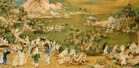 A Lake Scene With Figures Celebrating A Festival od 