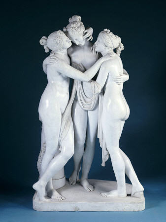 A Lifesize White Marble Group Of The Three Graces, After Canova, 19th Century od 