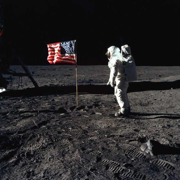 American Astronaut Edwin Buzz Aldrin walking on the moon during Apollo 11 mission od 