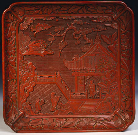 A Ming Red Lacquer Shaped Square Tray, 16th Century od 