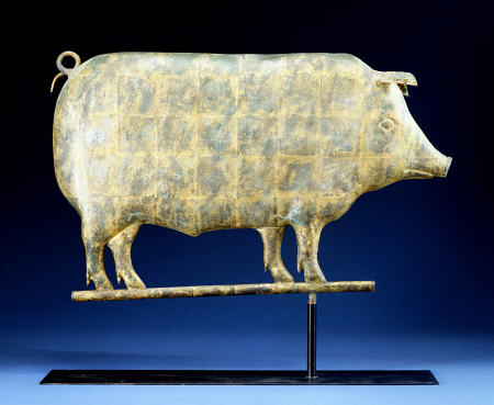 A Molded And Copper Gilded Copper Pig Weathervane od 