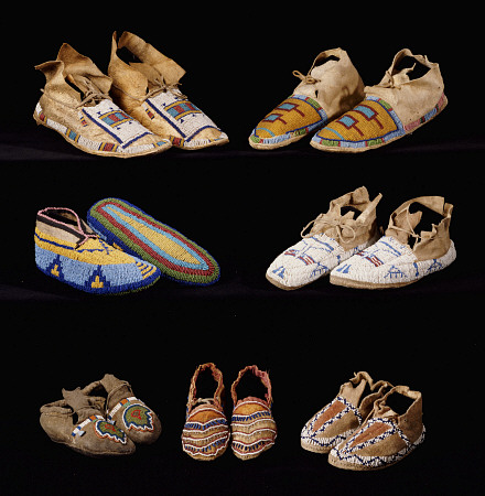 An Assortment Of Arapaho, Crow, Western Sioux, Apache And Blackfeet Adult And Child''s Beaded Hide M od 