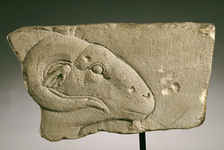 An Egyptian Gray Sandstone Relief Of A Rams Head od 